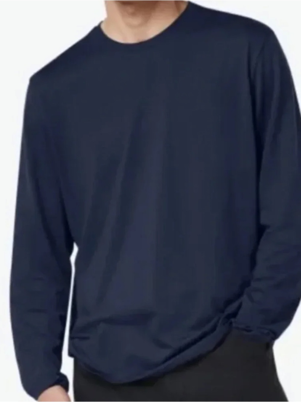 Bombas Men’s 100% Pima Cotton Long Sleeve Crewneck T-Shirt Large Navy Blue